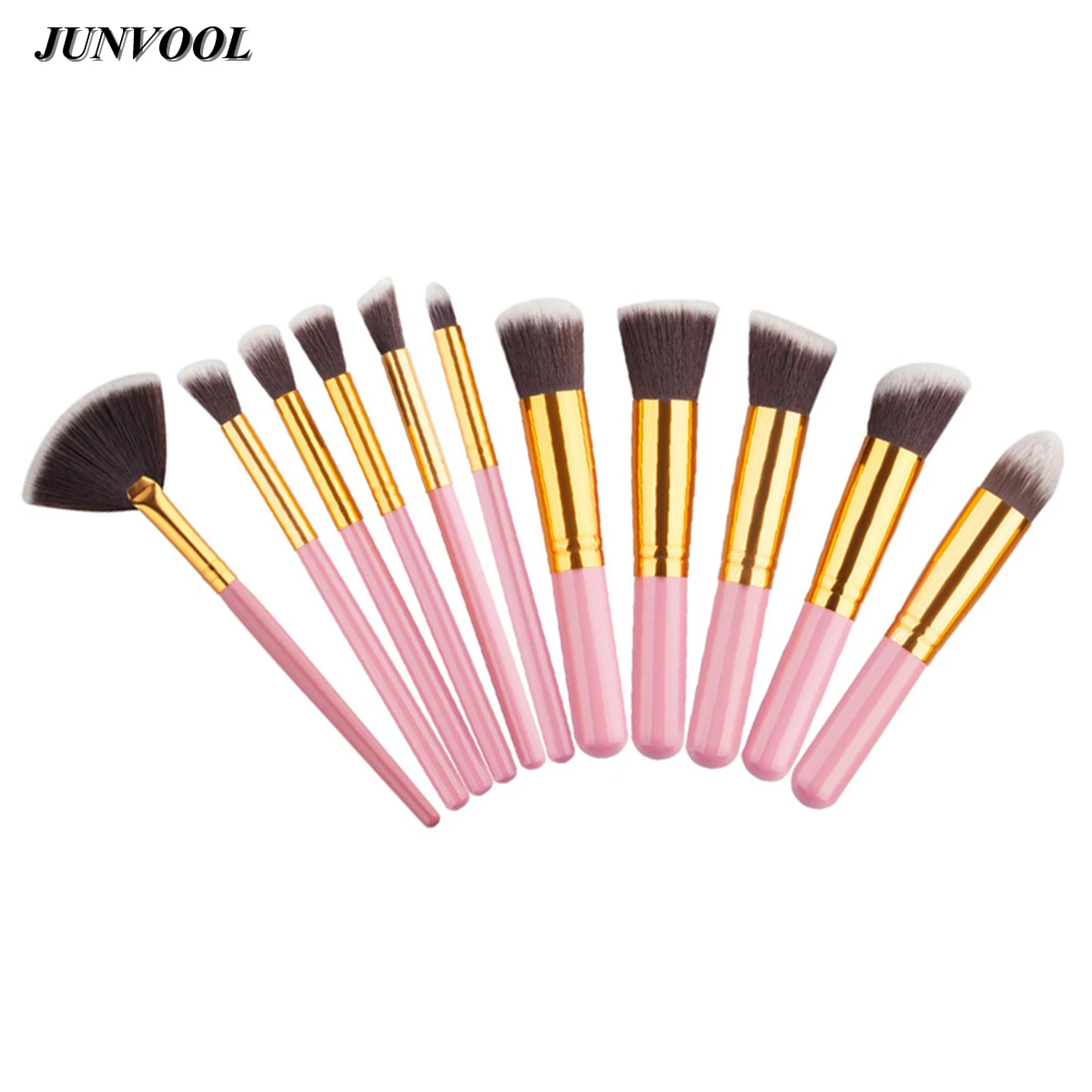 11 шт. набор кистей для макияжа мини розовая синтетическая кабуки косметика