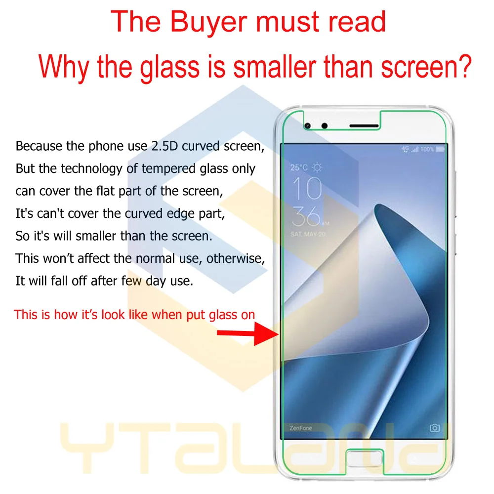 Ytaland для Asus Zenfone 4 ZE554KL 5 дюйма Премиум Закаленное стекло Защитная пленка защитное