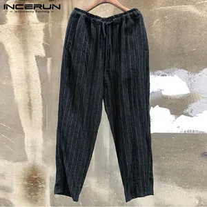 Брюки INCERUN мужские, свободные, повседневные, в полоску, с карманами, прямые, мешковатые