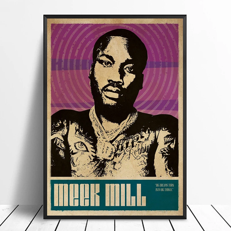 

Плакат музыкальной певицы Meek Mill хип-хоп рэп музыкальная группа Звездный плакат настенная живопись комната Домашний декор холст печать