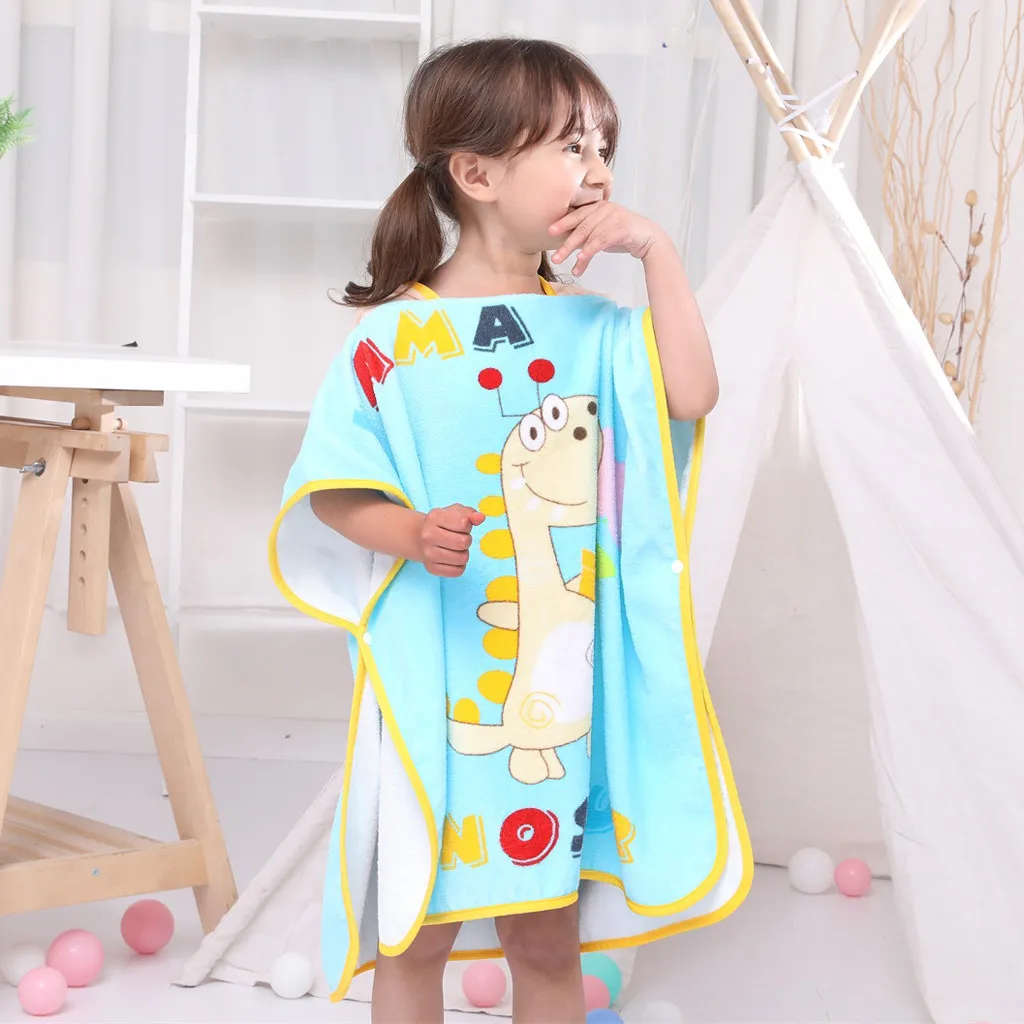 Infant baby poncho towel hooded beach towels for kid Bathrobe Pajamas Cartoon Animals baby hooded bath towel Child baby bath set