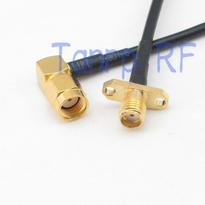 8 дюймов RP SMA разъем под прямым углом к гнезду с панелью 2 отверстиями RF адаптер 20