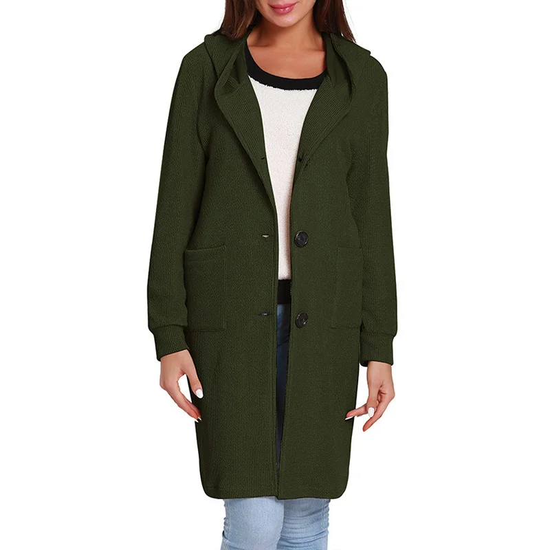 

Autumn Knitted Sweater Cardigan With Pocket Women Winter Jacket Loose Casual Long Sweaters Coat WS9337V