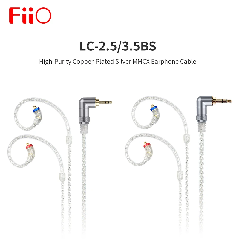

FiiO LC-3.5BS LC-2.5BS High-Purity Copper-Plated Silver MMCX Earphone Cable 45cm for uBTR/BTR1/BTR3/FH7/F9 pro LC 3.5BS