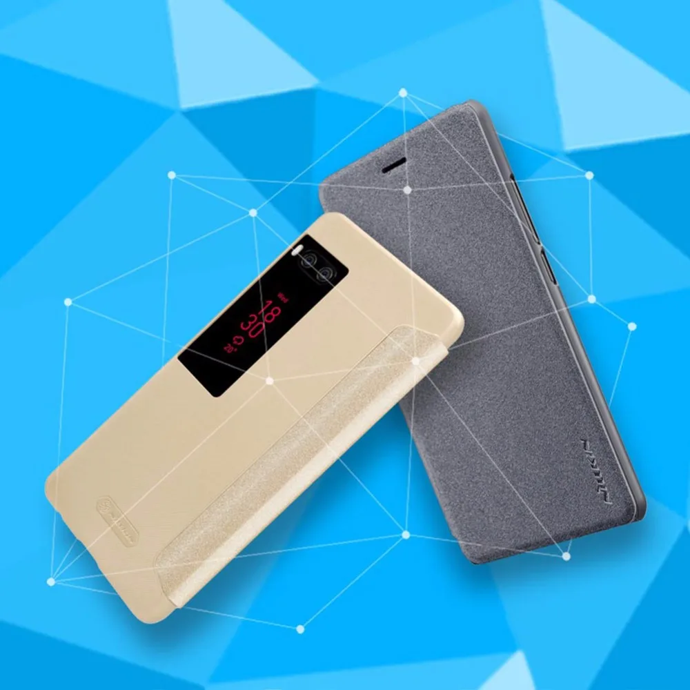 Для Meizu Pro 7 Plus NILLKIN Sparkle роскошный Флип кожаный с умным окном для просмотра задняя