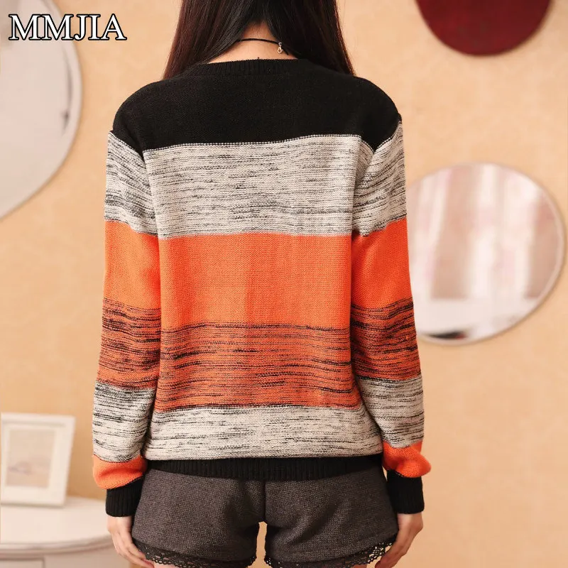 New Fashion Women's Knitted Sweaters Pathwork Long Sleeve O-neck Women Pullovers Casual Woman Loose | Женская одежда