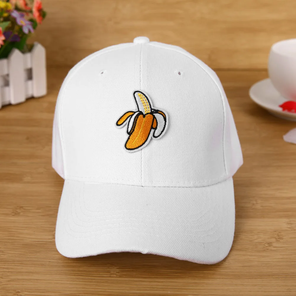 Мода банан вышивка Бейсбол Кепки Унисекс Сплошной Snapback Шапки Регулируемый Хип