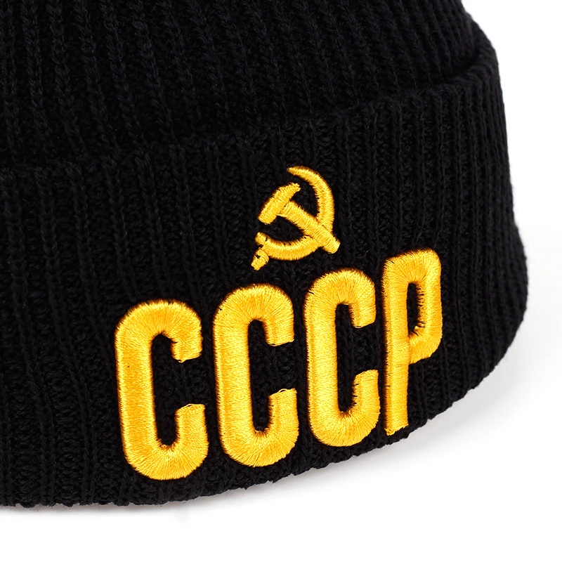 Теплая шапка VORON Красная унисекс в русском стиле для осени и зимы CCCP|winter warm hat|hats