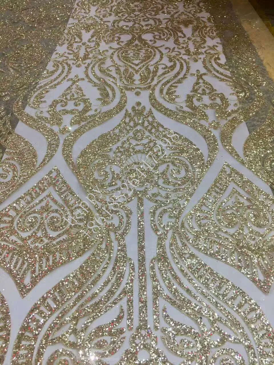 Французская пряжа нигерийский процесс Сверкающие Золотые блестки клей высокое