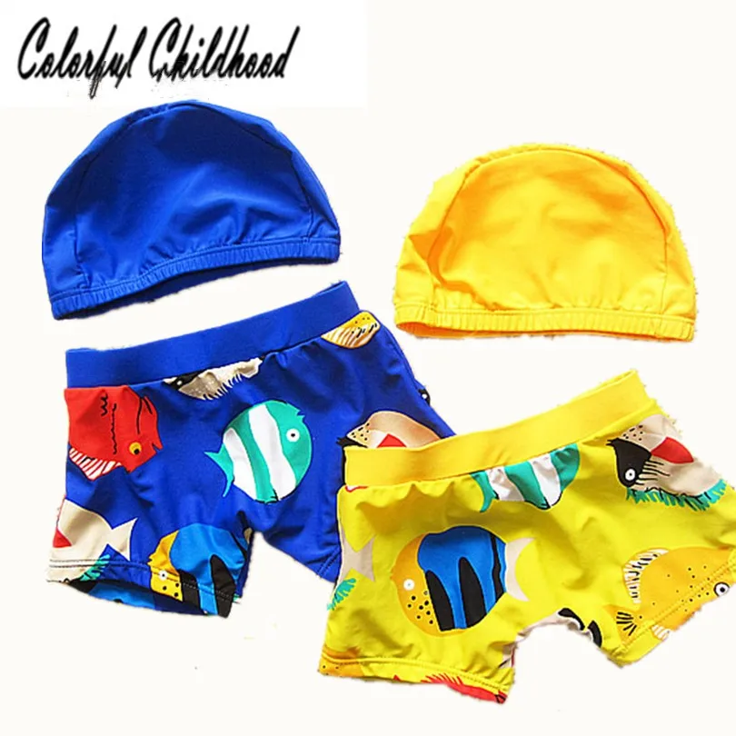 Baby boys swimwear 2pcs pants+hat cartoon tropical Fish design boy swimming clothes beach pool cool wear infant/toddler swimsuit | Детская