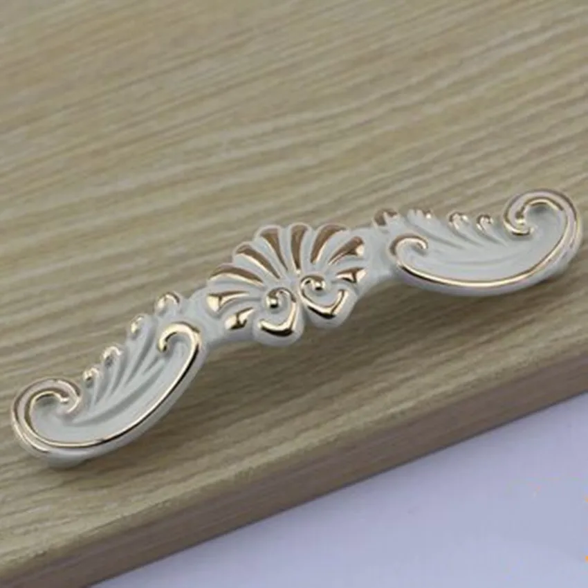 64 96 128 мм европейские ретро модные декоративные ручки для мебели Белое золото
