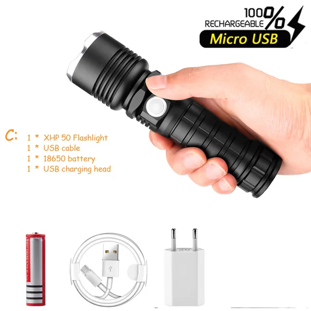 Package C Супер яркий светодиодный фонарик XHP70.2 самый мощный фонарик USB Zoom СВЕТОДИОДНЫЙ Фонарь XHP70 XHP50 18650 батарея Лучший Отдых на природе - Испускаемый цвет: Package C