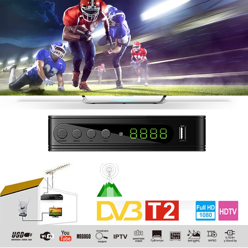 Dvb-t2 HD цифровая ТВ-приставка 1080p ТВ-тюнер dvb t2 dvb t Vga ТВ для цифровой приставки спутниковый декодер Dvbt2 ТВ-приемник