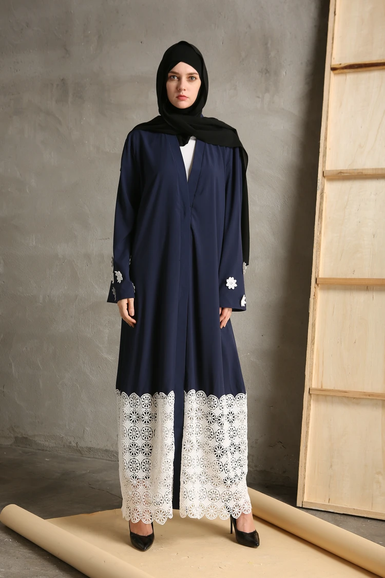 Мусульманское кружевное Макси-платье Abaya кардиган открытое кимоно длинное