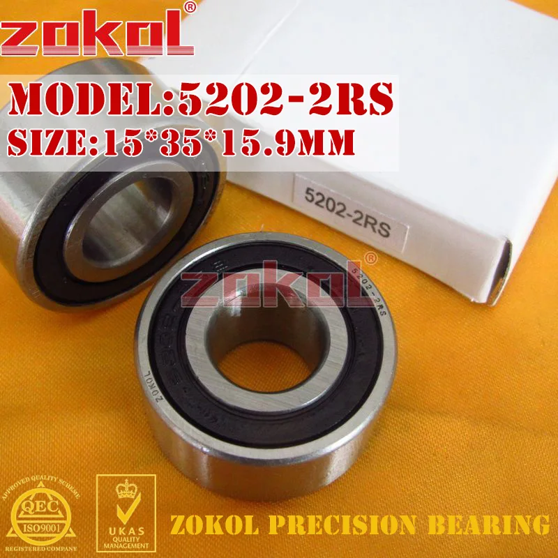 Подшипник ZOKOL 5202 2RS 3202 2RZ (3056202) осевой радиально упорный шарикоподшипник 15*35*15 9 мм| |
