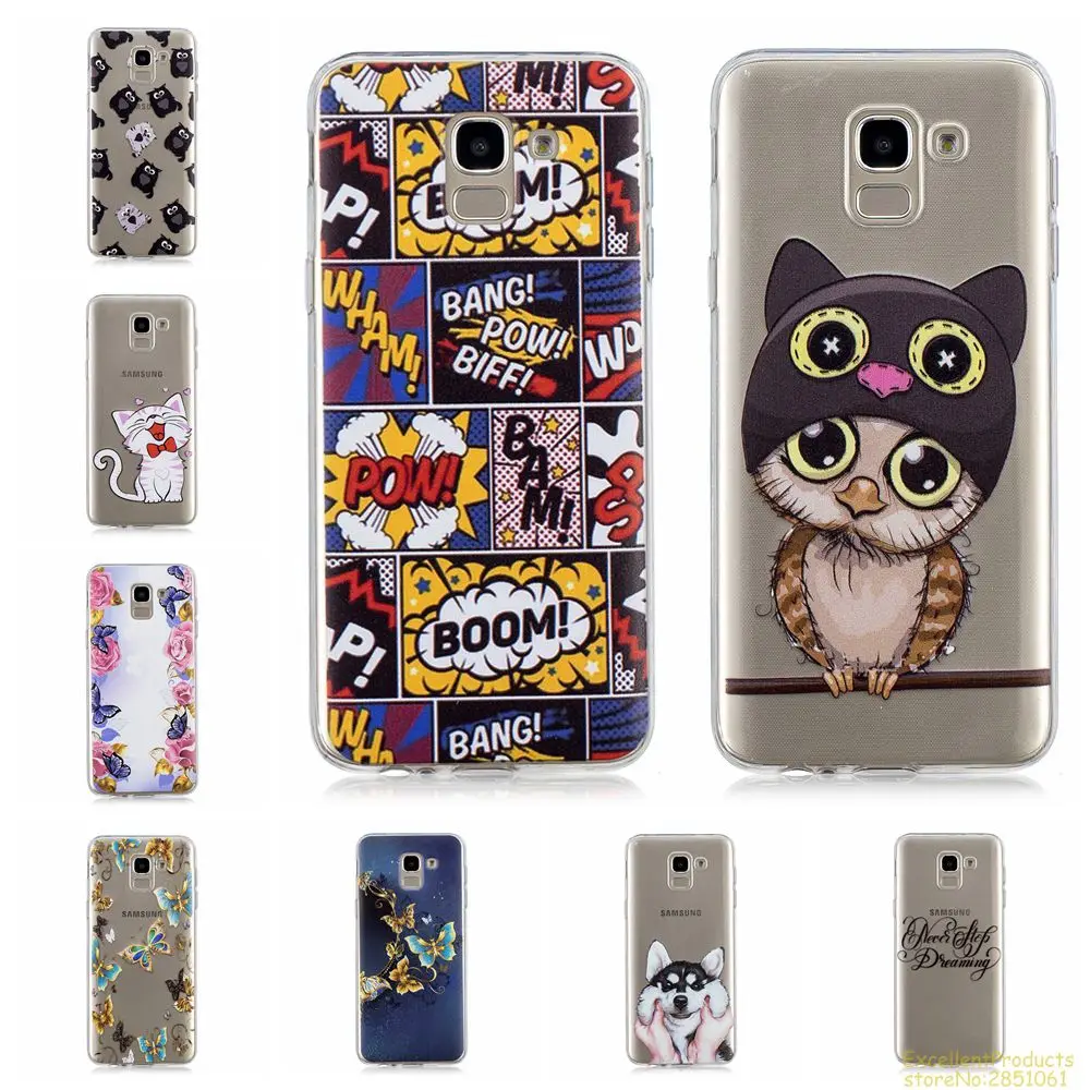 Силиконовый чехол для samsung J4 Plus J6 S10E S10 A7 2018 A750 Note 9 fundas hoesje милая собака кошка Сова
