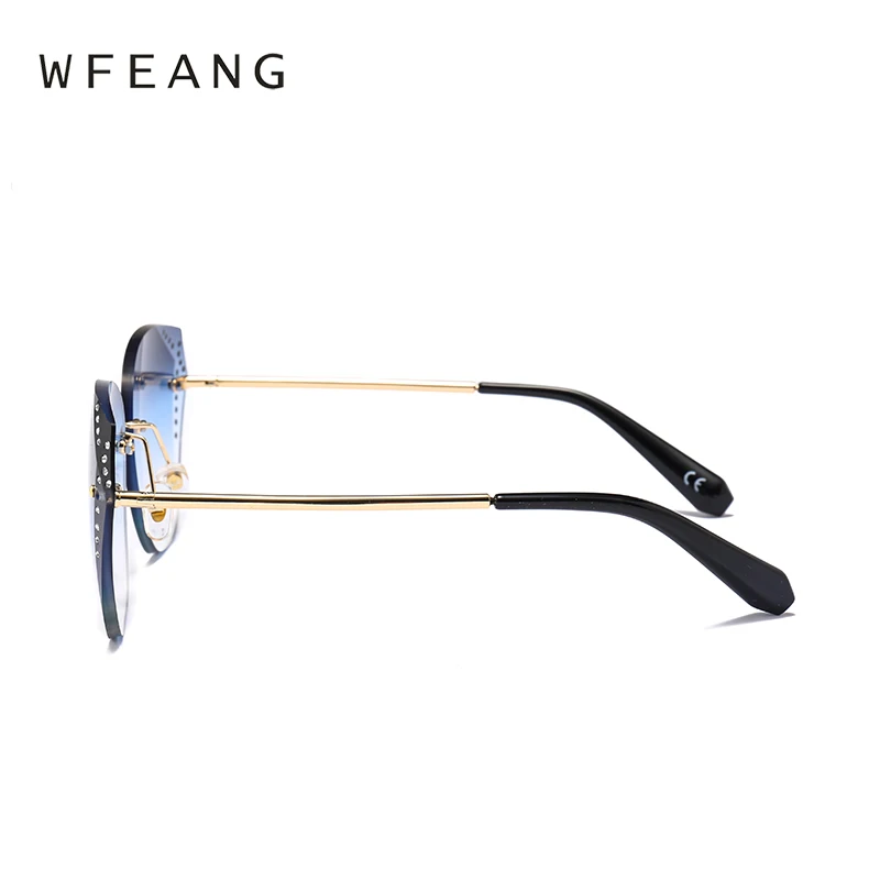 WFEANG 2019 Новый Cat Eye Для женщин солнцезащитные очки бескаркасных Винтаж в форме