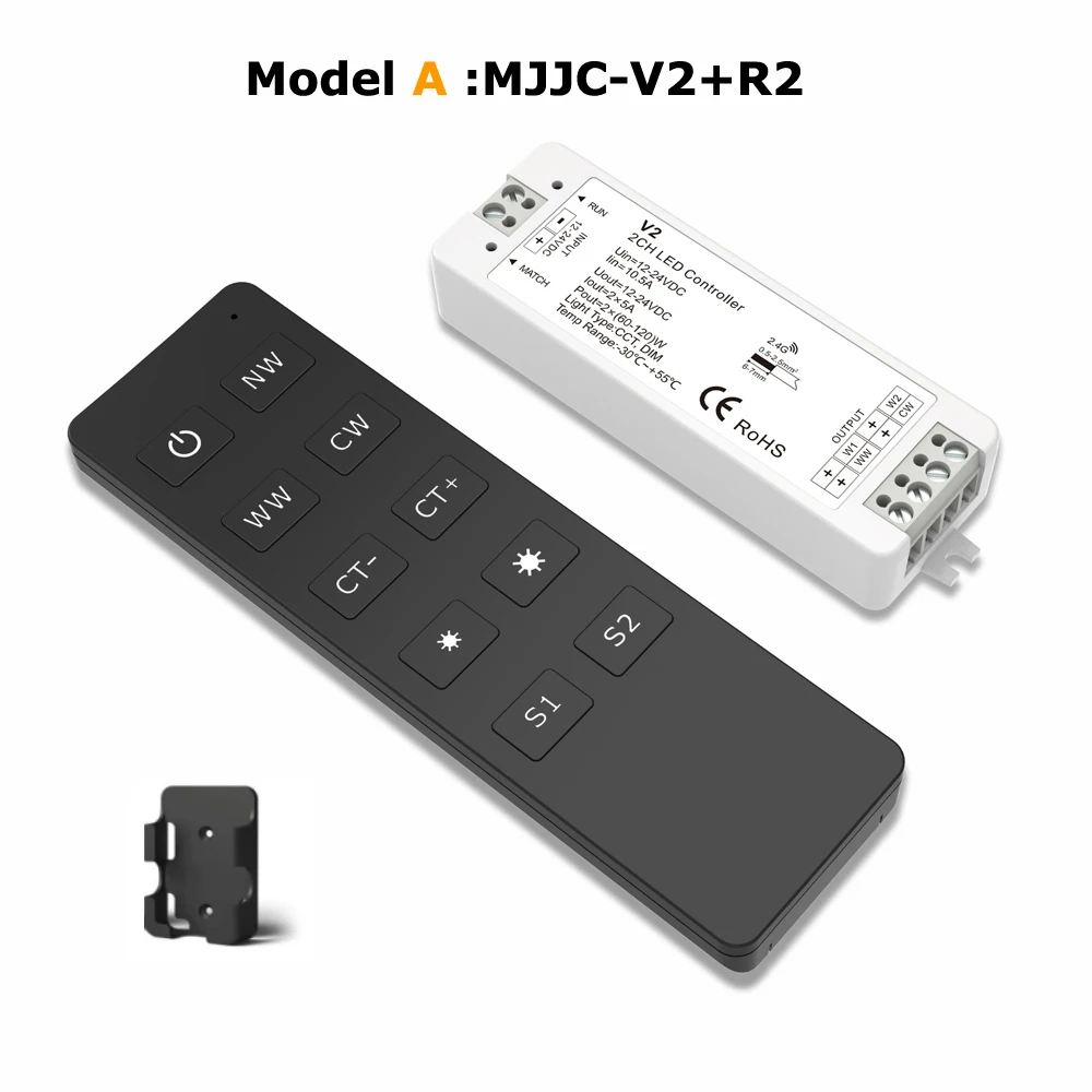 V2 with R2 Remote CCT Светодиодная лента 24 В с регулируемой яркостью светодиодный WW CW IP67 12 В Светодиодная лента светильник DC теплый холодный цвет Регулировка Гибкая ленточная светильник s водонепроницаемый - Испускаемый цвет: V2 with R2 Remote
