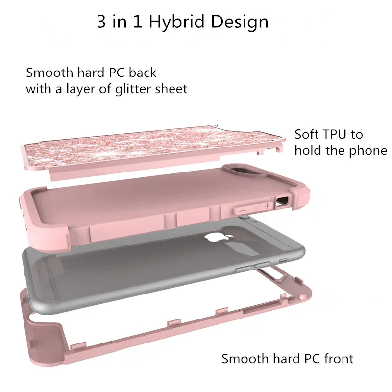 Чехол WEFOR для iPhone 8 7 6 6S Plus блестящий тонкий чехол со стразами роскошные жесткие