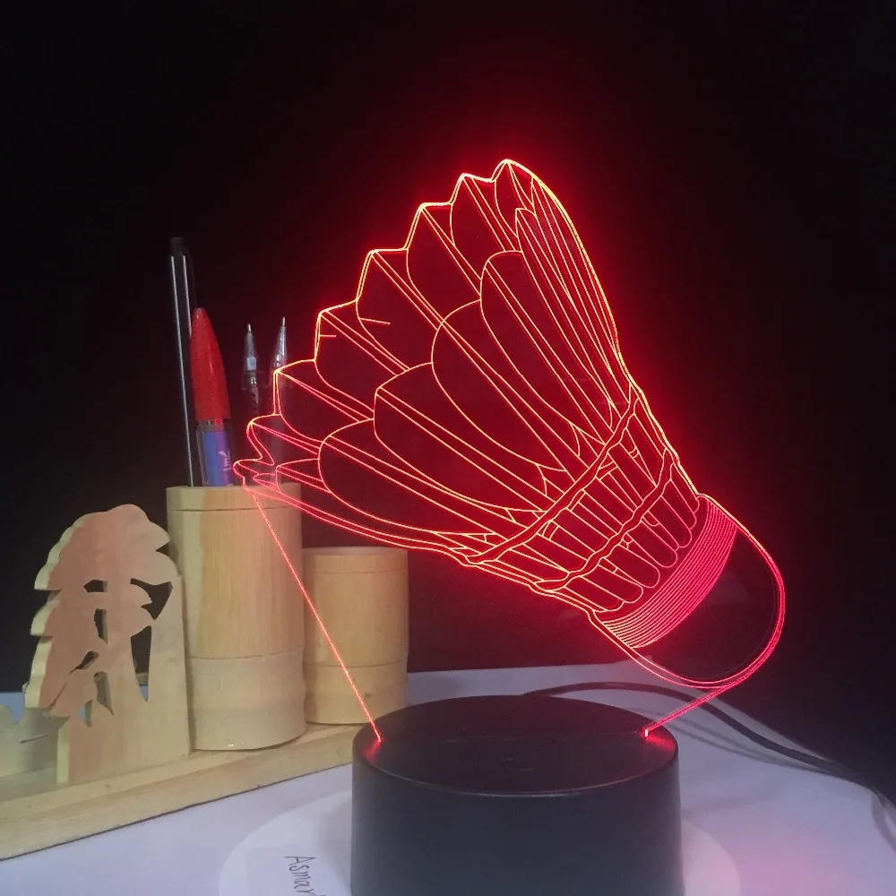 3D Лавовая Лампа для бадминтона Креативный светодиодный ночсветильник с