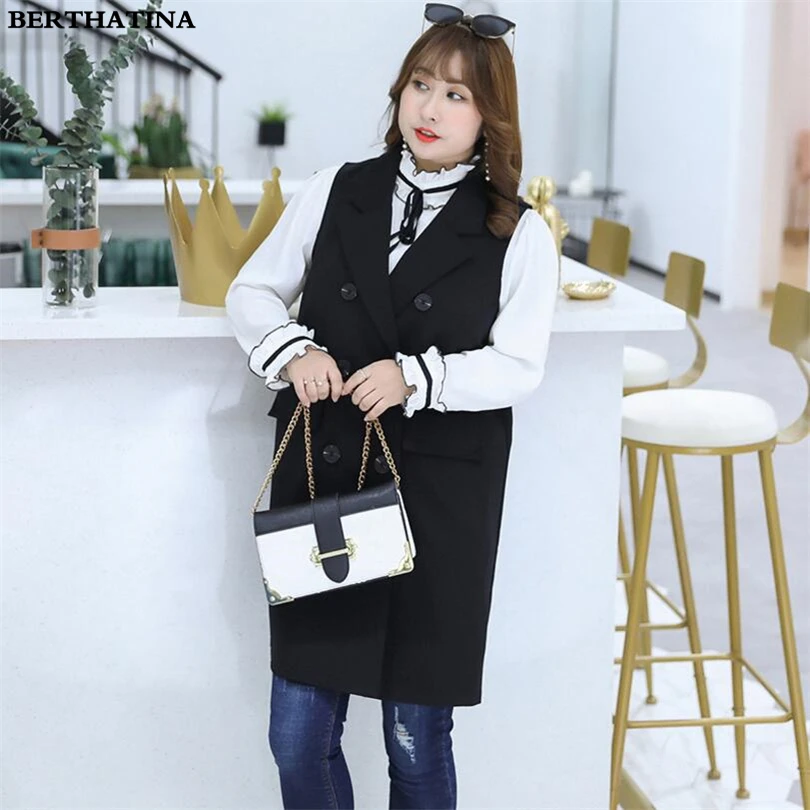 Женский Длинный жилет BERTHATINA весенний без рукавов большие размеры 4XL | Женская