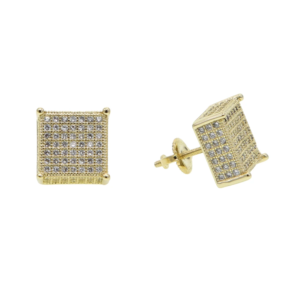3 цвета 2021 реальные micro pave cz screwback серьги в стиле хип хоп bling куб модная женская и