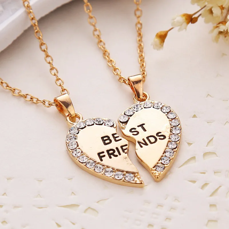 Двухцветная подвеска Best Friend с золотым и серебристым кристаллом в форме