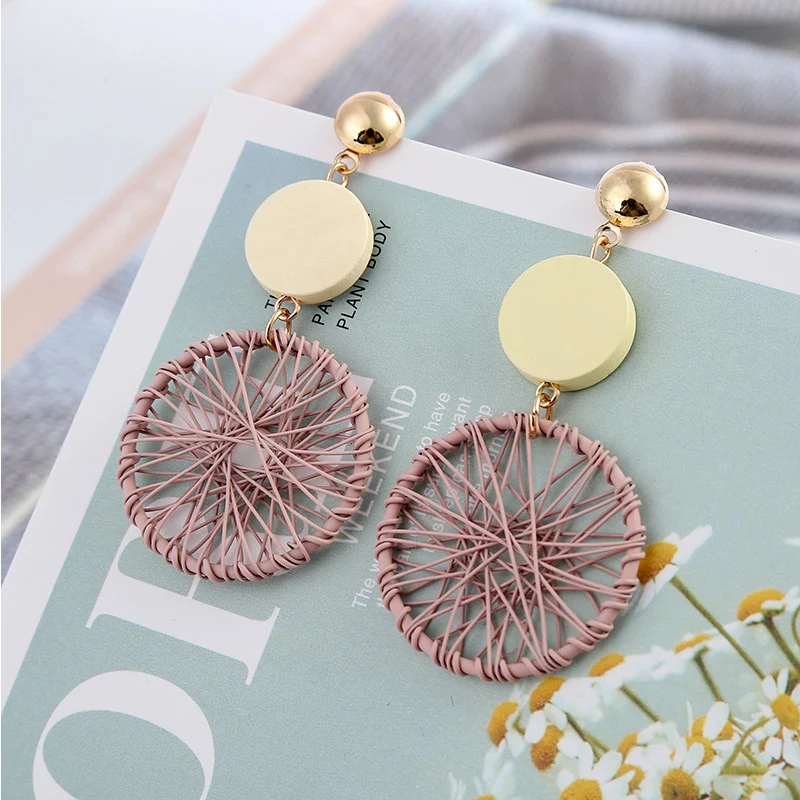 Женские Висячие серьги корейские роскошные деревянные ручной работы ювелирные