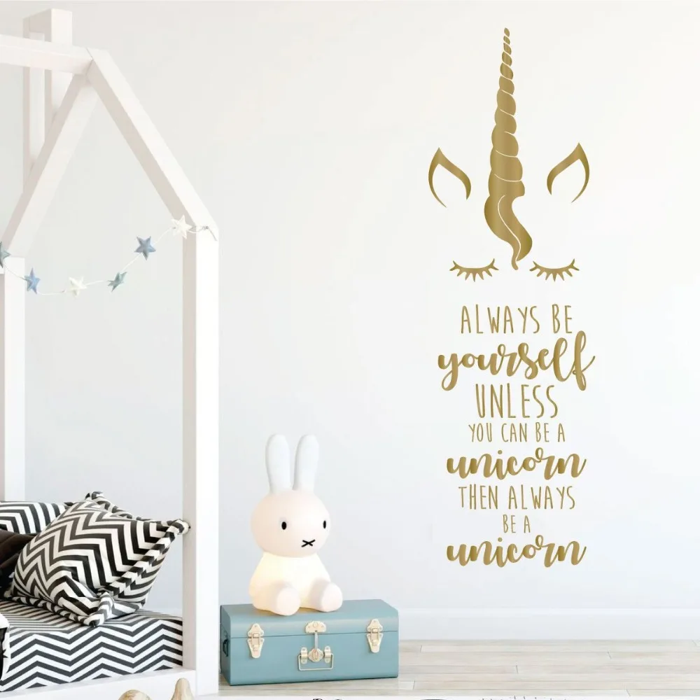 Декор для комнаты девочек виниловая Фреска с надписью Always Be A Unicorn искусство
