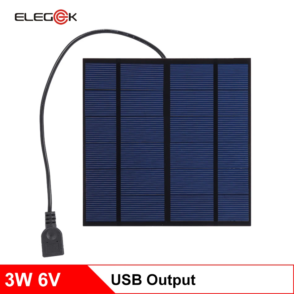 ELEGEEK 3 Вт 6 в USB выход Солнечная Панель зарядное устройство монокристаллический