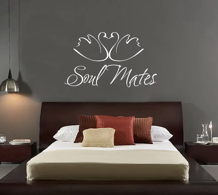 Лебеди Настенная Наклейка с животными цитаты Soul Mate S виниловые наклейки на стену