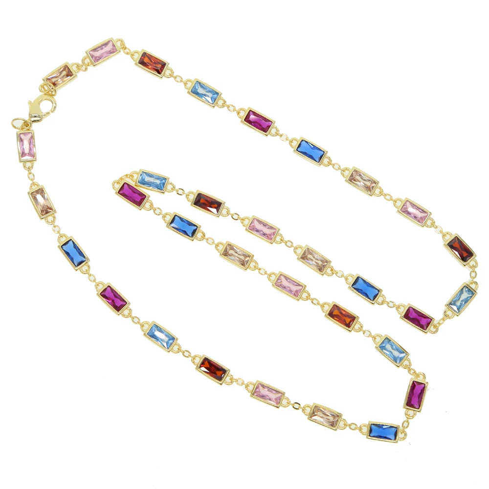 Новинка! Популярные летние винтажные ожерелья с разноцветным кубическим