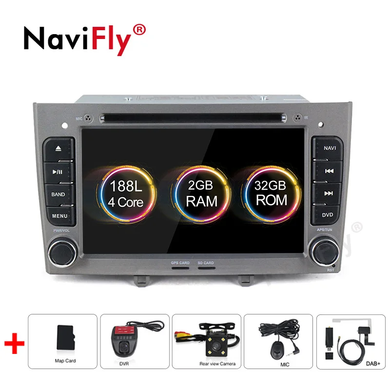 dvd camera DVR DAB G 2+ 32G Android 9,1 Автомобильный dvd Радио gps навигация для PEUGEOT 308 2007-2013408 2011- мультимедийный плеер wifi RDS - Цвет: dvd camera DVR DAB G