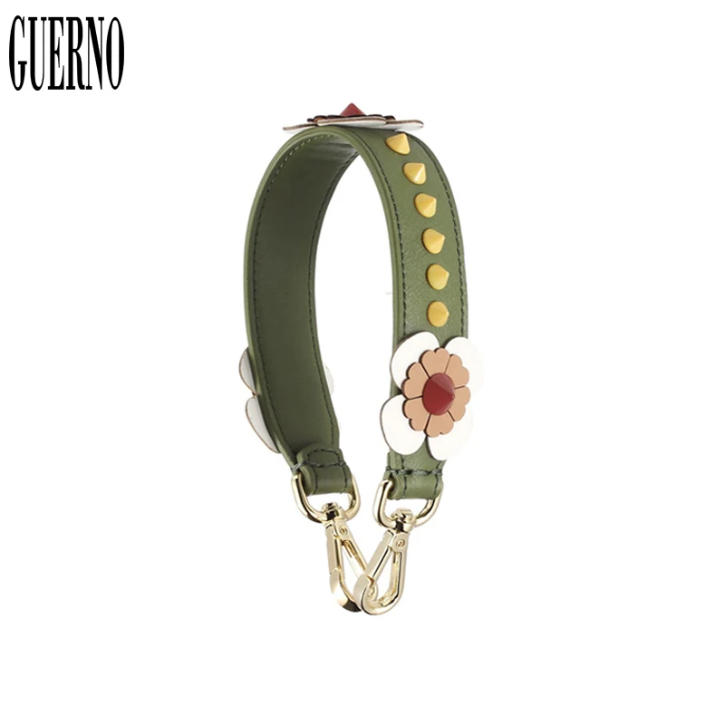 GUERNO новый 40 см короткие кожа цветочный дизайн ремень для сумки горячее