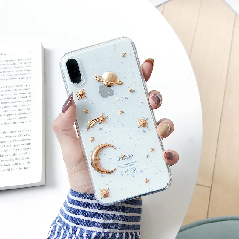 GlamPhoneCase Glitter Starry Moon Phone Case For iPhone XS Max XR X 8 7 6S 6 Plus Soft Back Cover |
