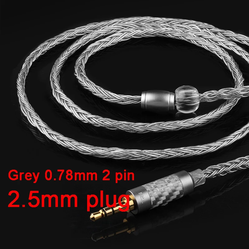 2.5mm 0.78mm grey 16 нитей кабель для наушников MMCX для Shure SE215 SE535 0,78 мм 2PIN для Weston TFZ W4r Um3x 0,75 мм для V10 ES3 ZSA ZS6 3,5 мм/2,5 мм - Цвет: 2.5mm 0.78mm grey