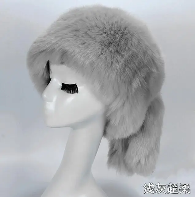 light gray soft Очень теплые! Осенняя и зимняя мужская и женская утолщенная теплая шапка из искусственного меха с защитой ушей зимняя шапка из искусственного меха - Цвет: light gray soft