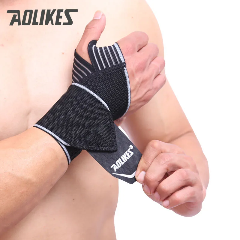 AOLIKES 2 шт./партия, спортивные повязки на запястье, ремешок для поддержки запястья, обертывание, растяжение рук, браслет для восстановления, для велоспорта, тенниса, тренажерного зала, аксессуары - Цвет: BLACK GREY
