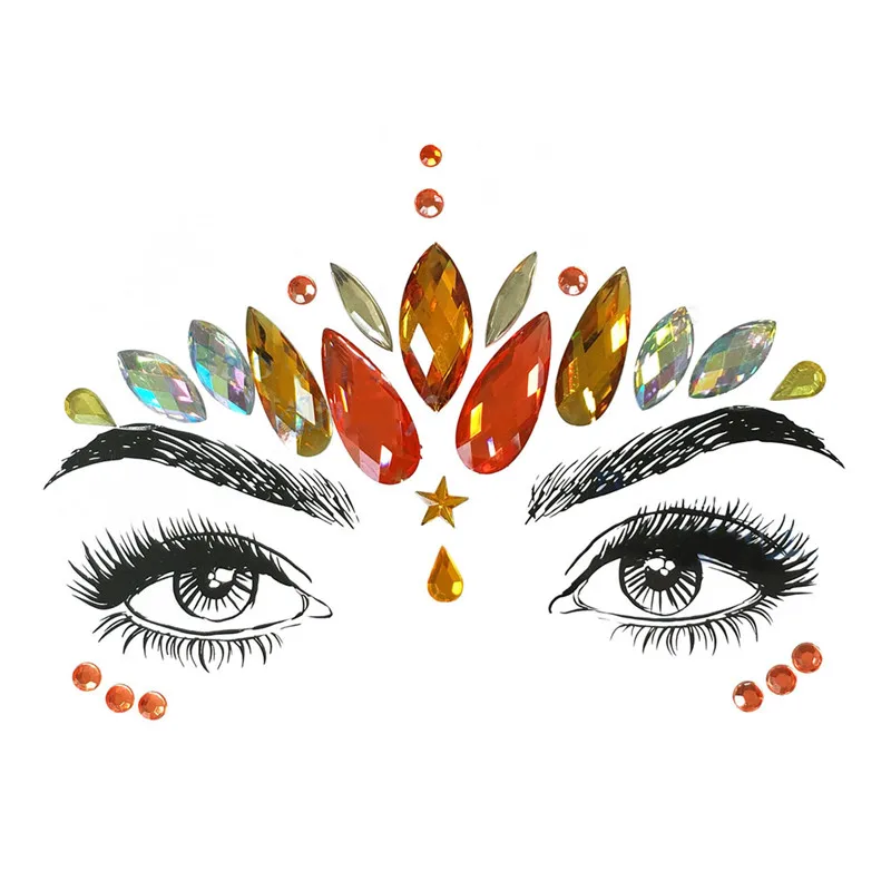 FestivalQueen DIY брови лицо тела стикер для женщин Клей Кристалл Блеск Драгоценности фестиваль вечерние глаза кристалл наклейки с блестками