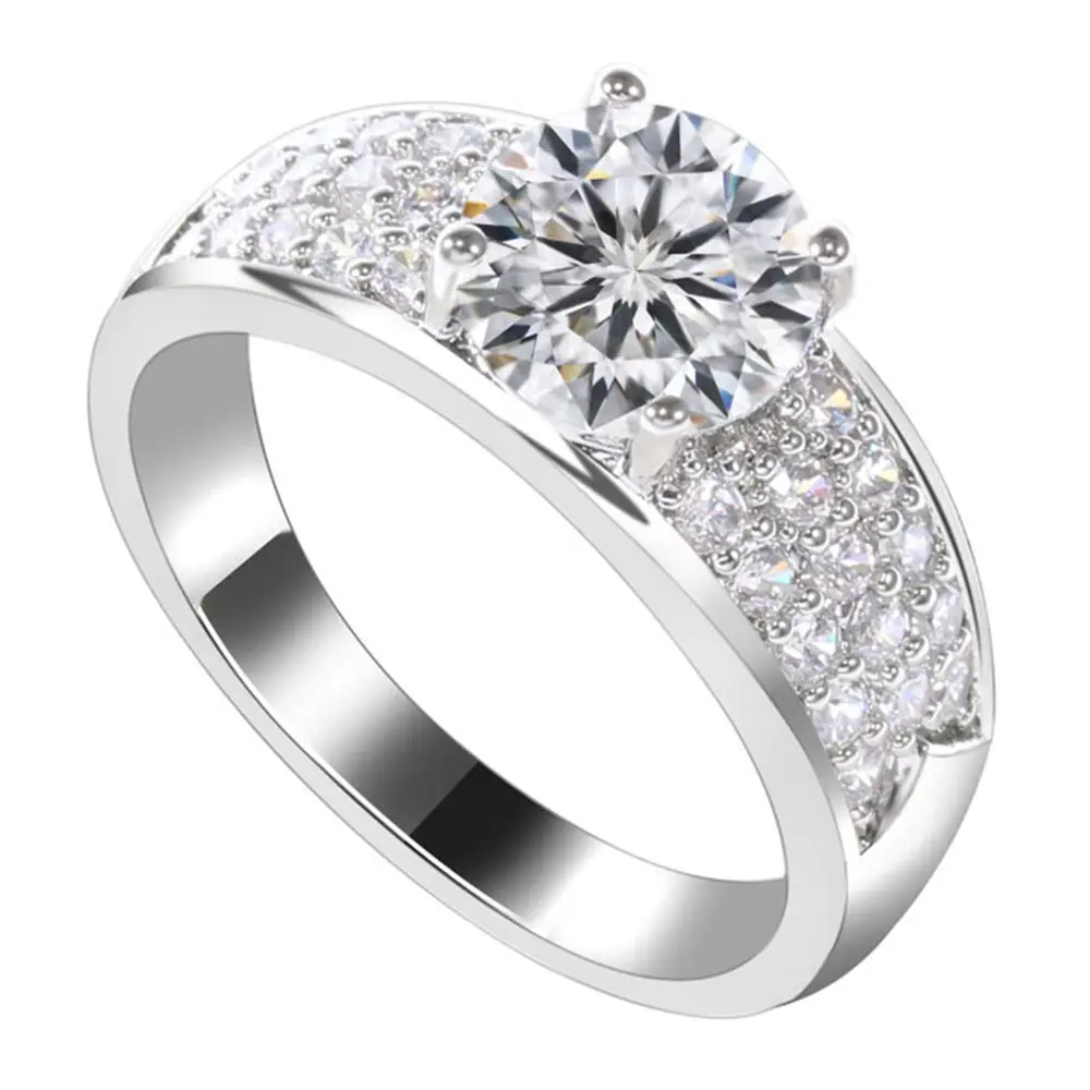 

Romantic Classic Silver Color Women Wedding Rings Micro Pave Zircon Jewelry Valentine's Day Gifts For Women Party Ring Jewelry