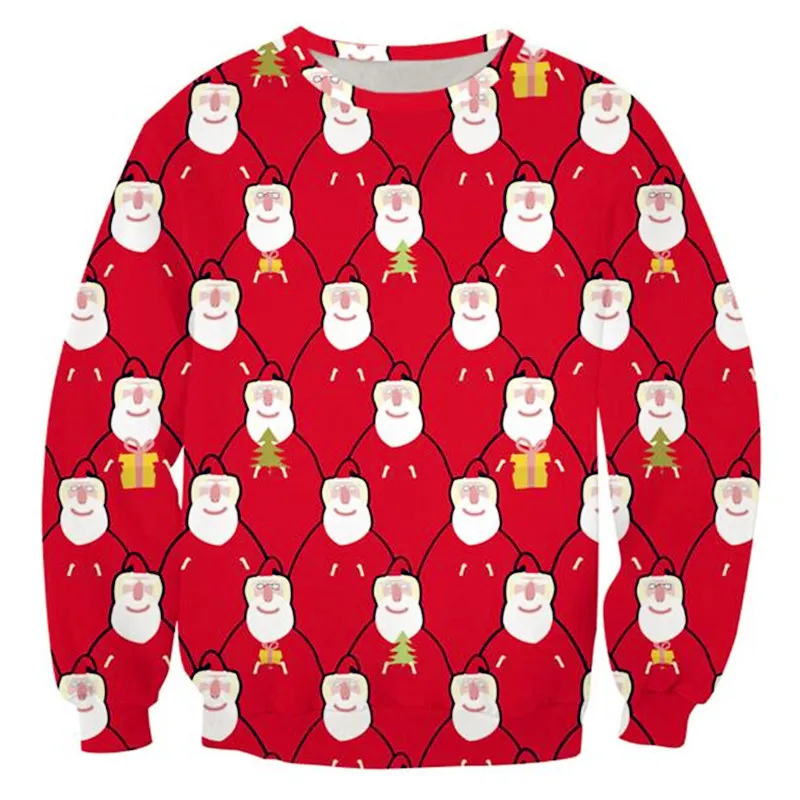 Christmas sweater 3D digital print pullover new round neck long sleeve loose large size couple | Женская одежда