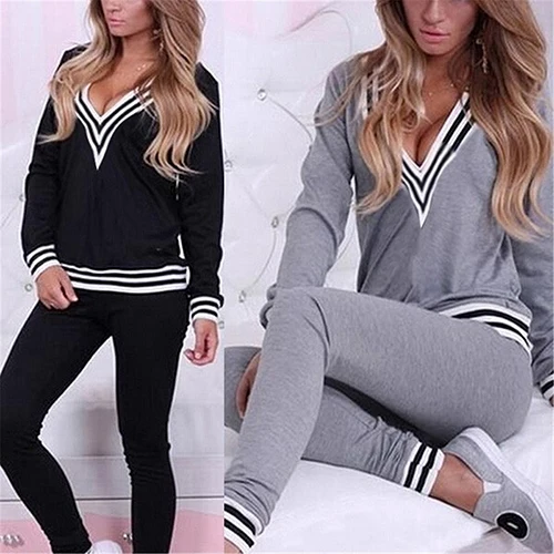 Новое поступление Женский Повседневный Спортивный костюм с V-образным вырезом