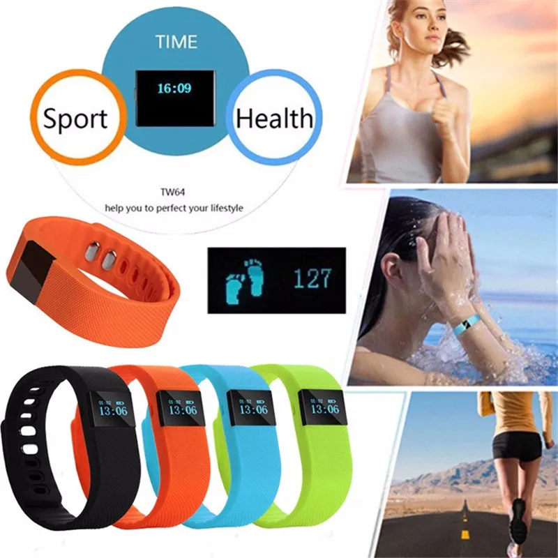 

Sport Watch Women Men New Stylish TW 64 Activity Tracker Bluetooth 4.0 Smart Wristband Pedometer Hot Electronic Watch