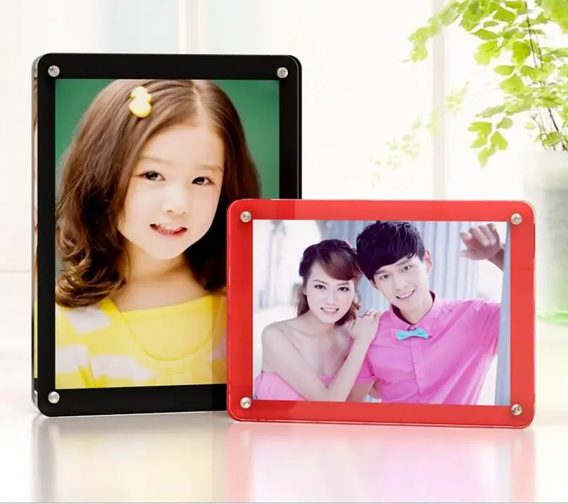 

5 Inch 6 Inch 7 Inch 8 Inch Transparent Double-faced Crystal Acrylic Color photo frame Desk Set free standing