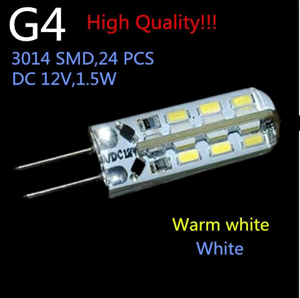 10 шт./лот светодиодная лампа G4 12 В Светодиодная 3 Вт 24 светодиода SMD3014 чип 360