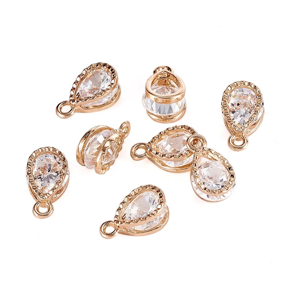 

Подвески из сплава с кубическим цирконием, KC Gold, 13x8x6 мм, отверстие: 1 мм