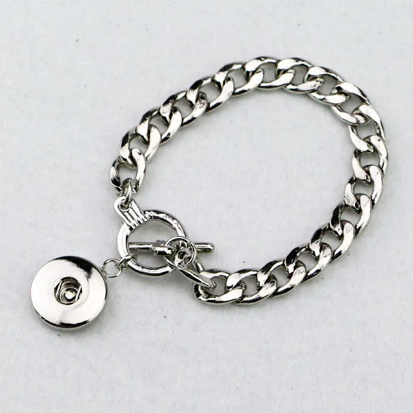 

12pcs/lot High quality strong chain single snap button charm bracelet diy interchangeable metal snap bracelet for women men
