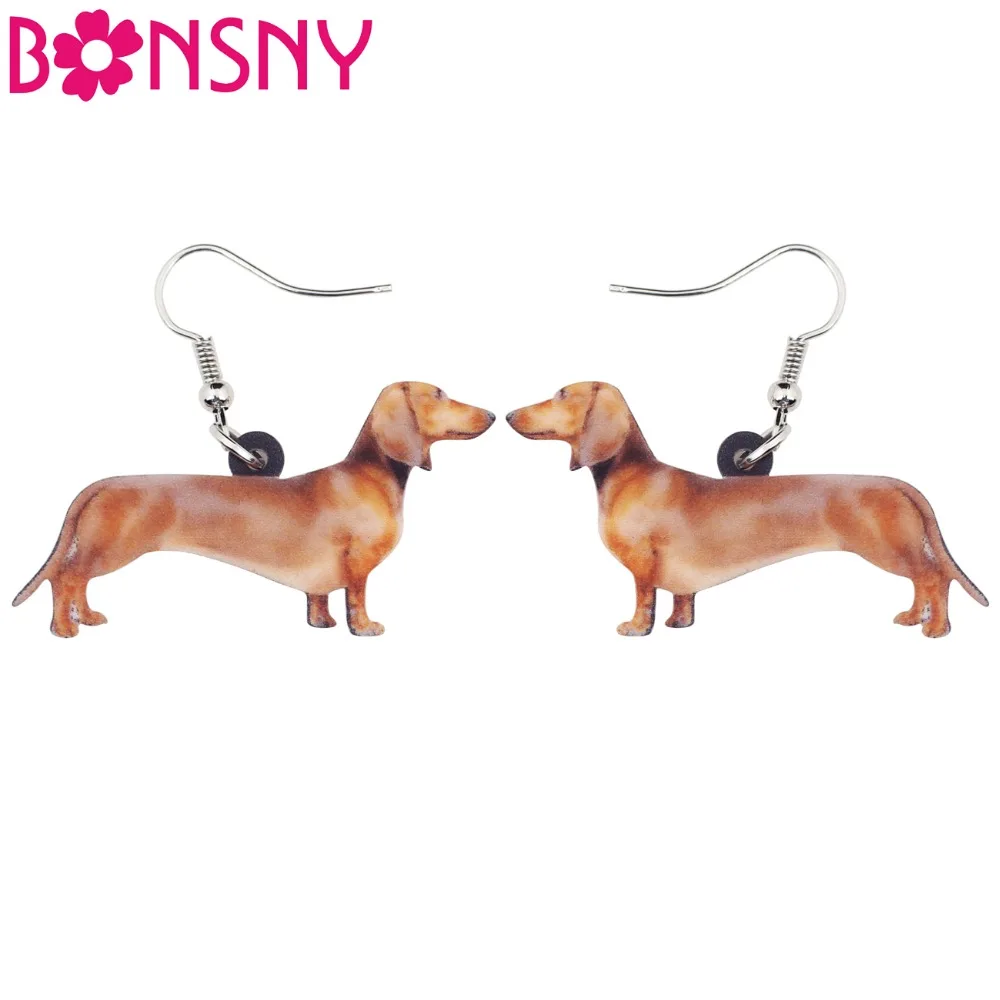 

Bonsny Statement Dachshund Dog Earrings Big Long Dangle Drop Animal Acrylic Jewelry For Girls Women Ladies Accessories Wholesale