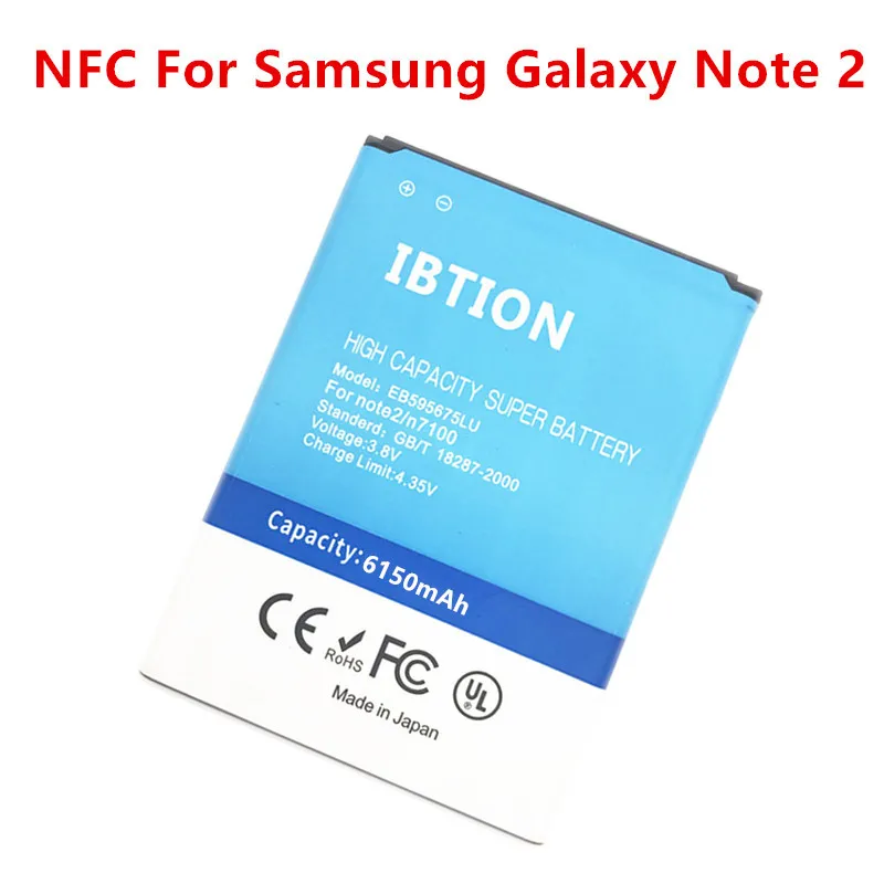 IBTION 6150 мАч для samsung Galaxy Note 2 аккумулятор N7100 N7105 N7102 GT SHV E250 Note2 EB595675LU телефона|battery for