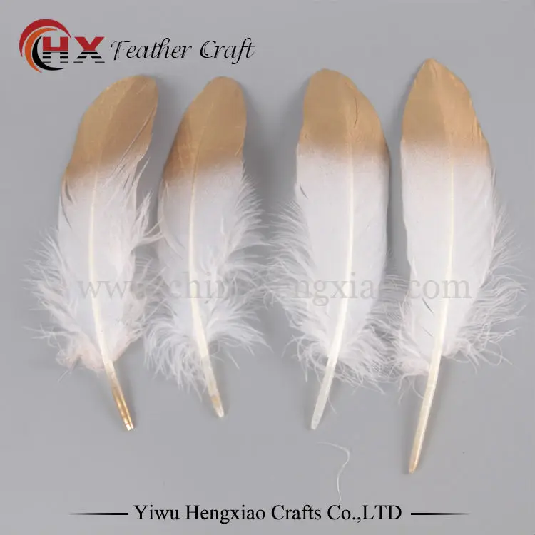 Лидер продаж 10 шт. черный с золотом Цвет Goose/утиные перья 15-20 см/6-8 дюймов украшение